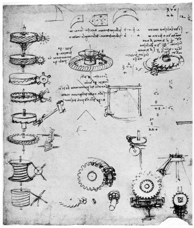 Tannhjulsdetalj, sent på 1400- eller tidlig på 1500-tallet 1954. av Leonardo da Vinci