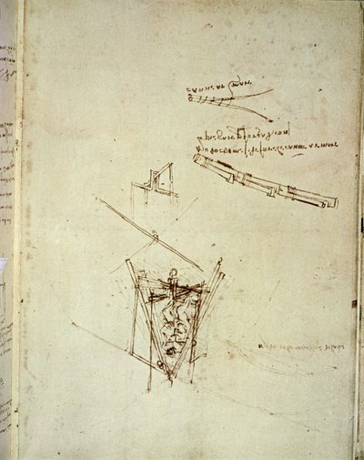 Design for en flyvende maskin (penn på papir) av Leonardo da Vinci