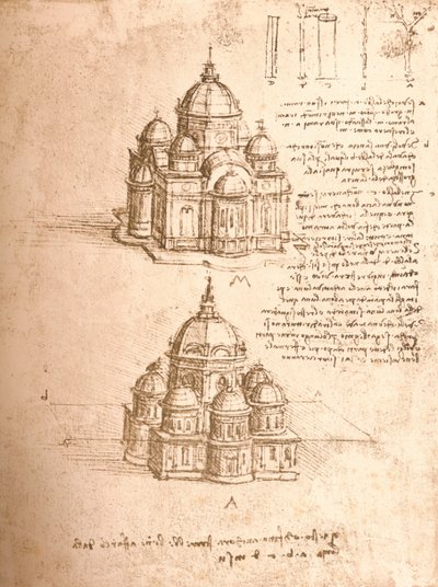 Tegning av kirker, c1472-c1519 1883 av Leonardo da Vinci