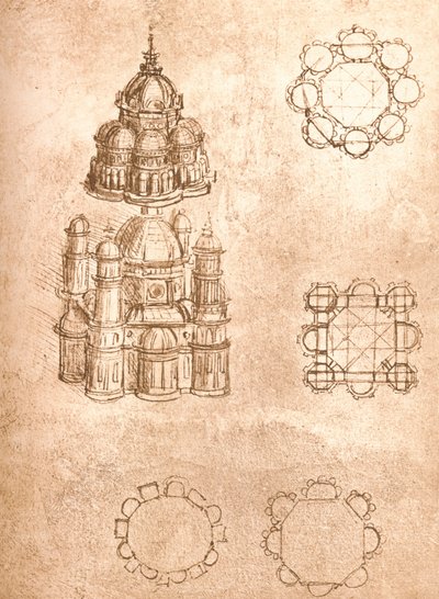 Tegning av kirker, c1472-c1519 1883 av Leonardo da Vinci
