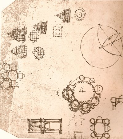 Tegning av kirkelig arkitektur, c1472-c1519 1883 av Leonardo da Vinci