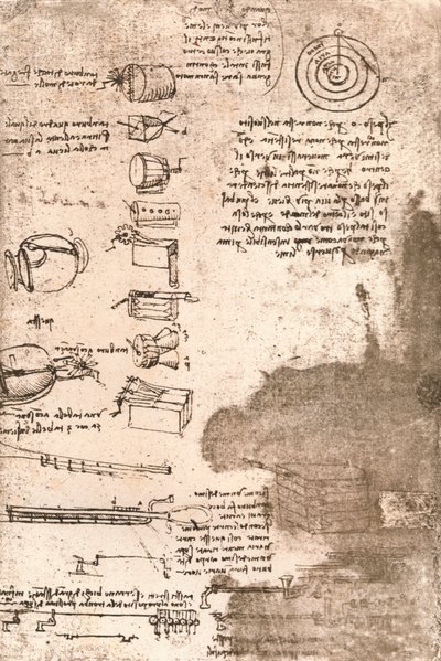 Tegning av musikkinstrumenter og andre gjenstander, c1472-c1519 1883 av Leonardo da Vinci