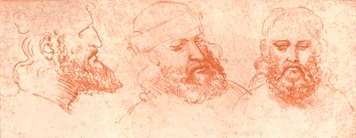 Tegning av orientalske hoder, i rødt kritt, c1472-c1519 1883 av Leonardo da Vinci