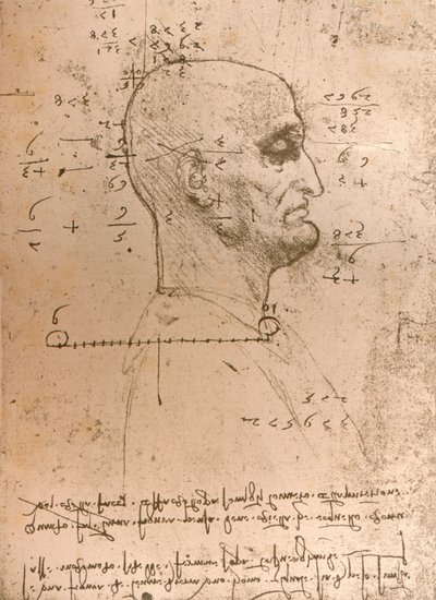 Tegning av hodet til en kriminell, c1472-c1519 1883 av Leonardo da Vinci