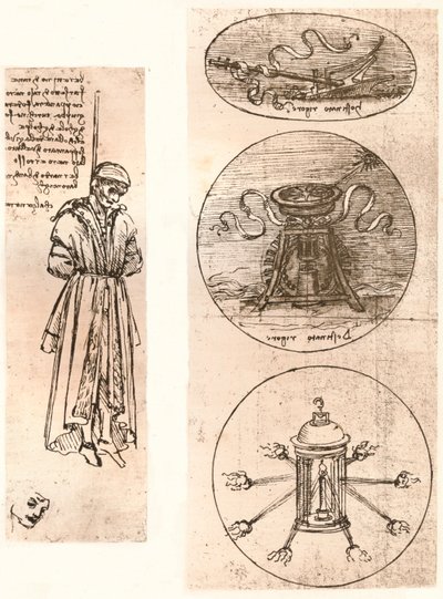 Tegninger av Bernardo di Bandino Baroncelli hengt, og emblemer, c1472-c1519 1883. av Leonardo da Vinci