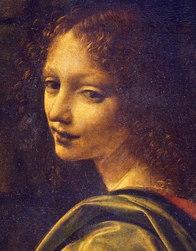 Ansikt til engel, detalj fra Virgin of Rocks av Leonardo da Vinci