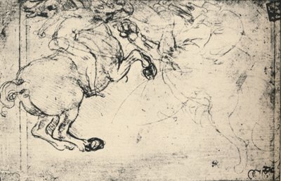 Fight Between a Horseman and a Griffin, c1480 1945 av Leonardo da Vinci