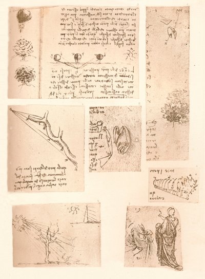 Fem tegninger som illustrerer elementene i landskapsmaleriet, c1472-c1519 1883 av Leonardo da Vinci
