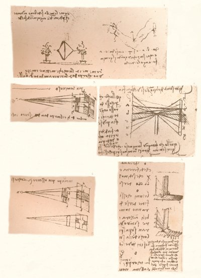 Fem tegninger som illustrerer teorien om maleri, c1472-c1519 1883 av Leonardo da Vinci