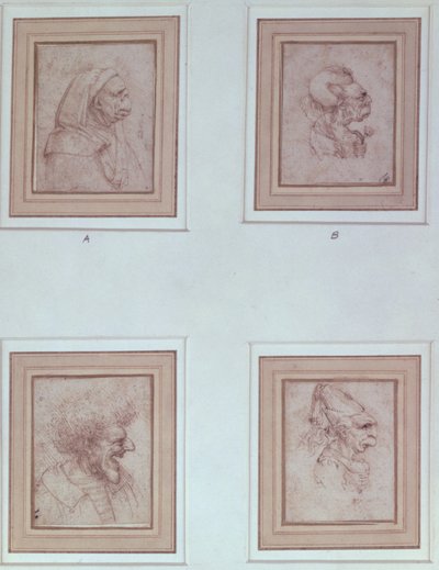 Fire karikaturer av Leonardo da Vinci