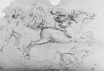 Galopperende rytter og andre figurer, c1480 1945 av Leonardo da Vinci