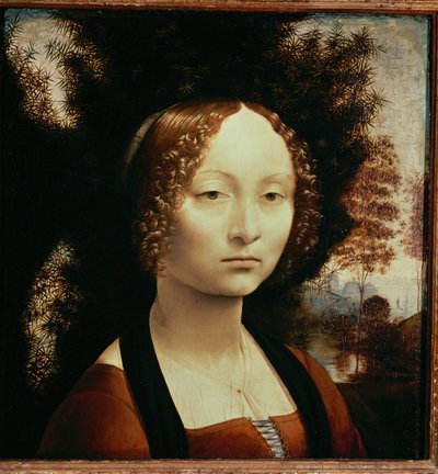 Ginevra de#39; Benci (olje på panel) av Leonardo da Vinci
