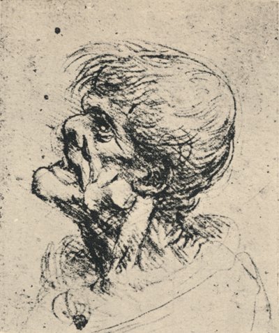 Grotesk profil til venstre, c1480 1945 av Leonardo da Vinci