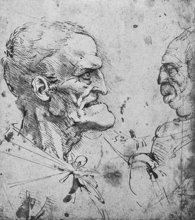 Groteske profiler av en mann og kvinne som vender mot, c1480 1945 av Leonardo da Vinci