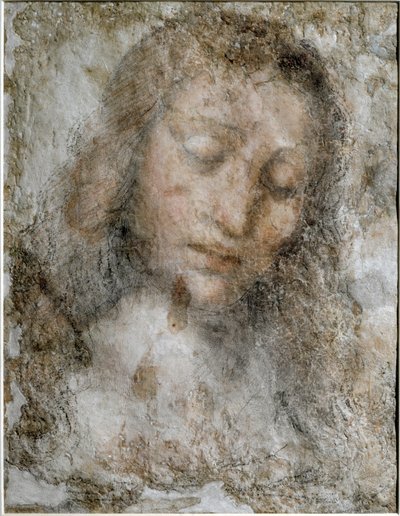 Head of Christ the Redeemer - Tegning av Leonardo da Vinci