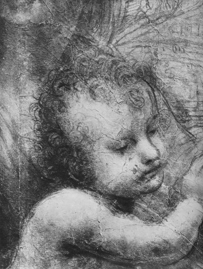 Head of the Infant Jesus - Virgin and Child with St. Anne and Infant St. John, c1480 1945 av Leonardo da Vinci