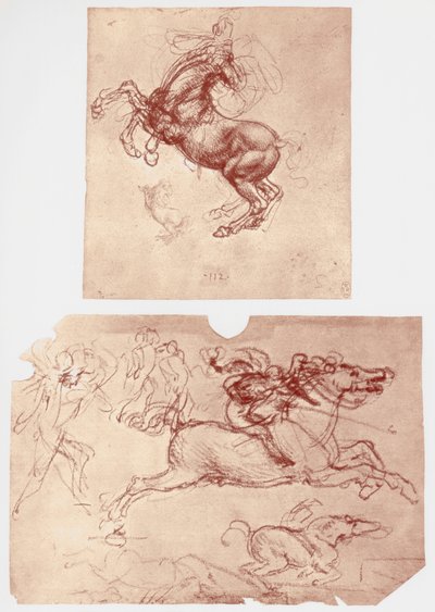 Hesteoppdrett og ryttere og fotsoldater, c1504. av Leonardo da Vinci