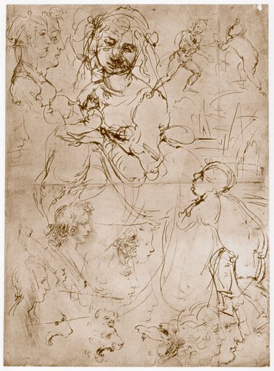 Knelende Madonna med barnet og St.John, 1478-1480 av Leonardo da Vinci
