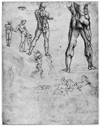 Nakenstudier for slaget ved Anghiari, c1503-1505 1954 av Leonardo da Vinci