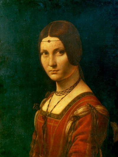 Portrett av en ukjent kvinne La Belle Ferroniere, c1490 av Leonardo da Vinci
