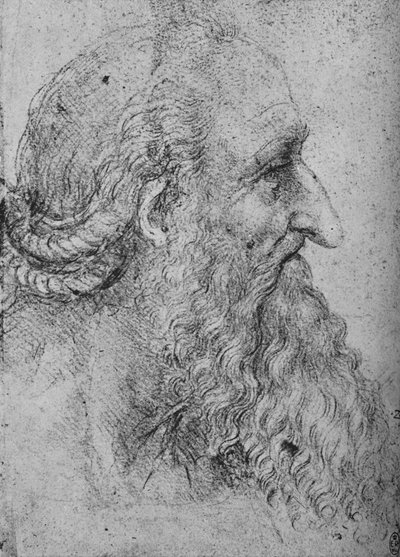 Profil av en gammel skjeggete mann til høyre, c1480 1945 av Leonardo da Vinci