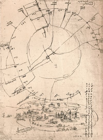 Skissekart over Milano, c1472-c1519 1883 av Leonardo da Vinci