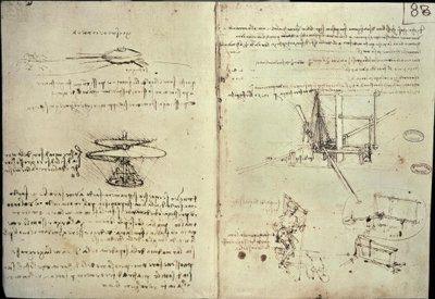 Studier for propeller og flygende maskiner av Leonardo da Vinci