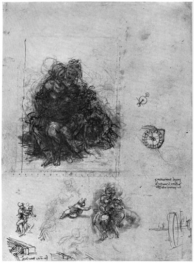 Studier for jomfruen og barnet med St. Anne og døperen Johannes, 1503 1954. av Leonardo da Vinci