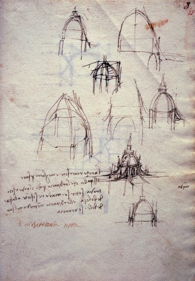 Studier for lanterne av katedralen, fra Codex Trivulzianus av Leonardo da Vinci