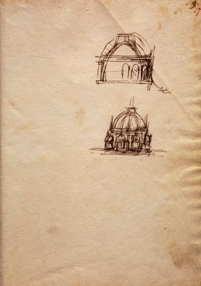 Studier for lanterne av katedralen, fra Codex Trivulzianus av Leonardo da Vinci