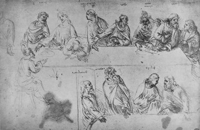 Studier for den siste nattverd, c1480 1945 av Leonardo da Vinci