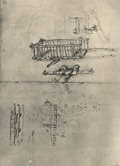 Studier av en vogn, etc., c1480 1945 av Leonardo da Vinci