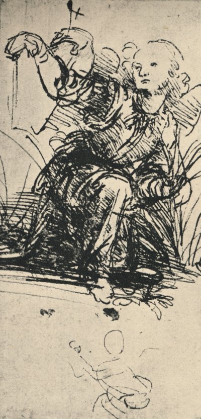 Studier av en knelende engel, c1467-1519 1945 av Leonardo da Vinci