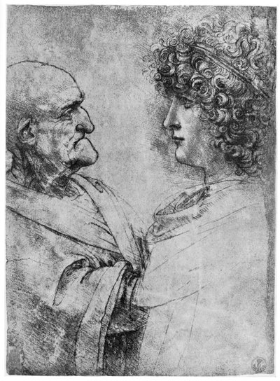 Studier av hoder, c1500 1954 av Leonardo da Vinci