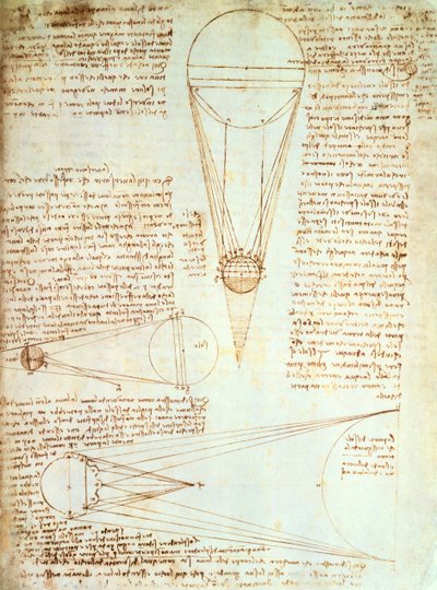 Studier av månens belysning, fol. 1r fra Codex Leicester, ca. 1506-08 av Leonardo da Vinci