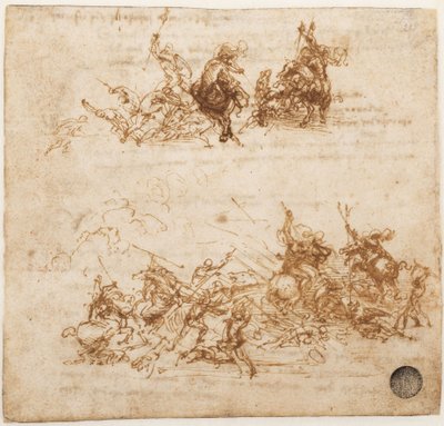 Studie for slaget ved Anghiari, ca 1503-1504. av Leonardo da Vinci
