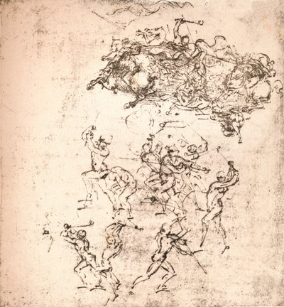 Studie for tegneserien om slaget ved Anghiari, c1472-c1505 1883 av Leonardo da Vinci