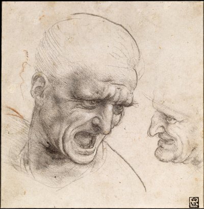 Study of Two Warriors" Heads for the Battle of Anghiari, 1504-05 av Leonardo da Vinci