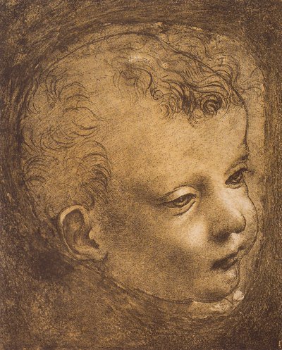 Studie av ansiktet til spedbarnet St. John for Madonna of the Rocks; tegning av Leonardo da Vinci. Louvre, Paris av Leonardo da Vinci