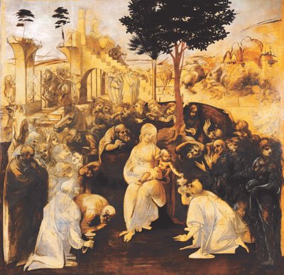 The Adoration of the Magi etter restaurering, 1481-1482. av Leonardo da Vinci