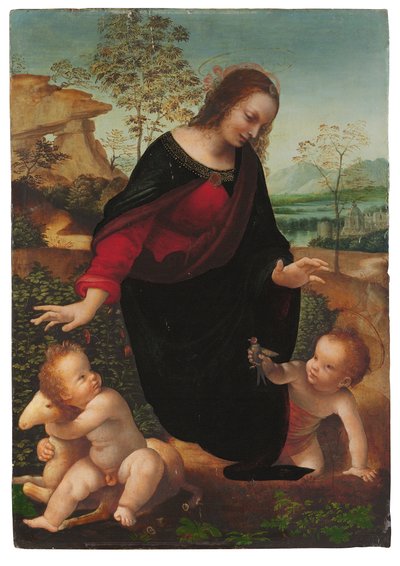 Madonnaen og barnet med spedbarnet Døperen Johannes av Leonardo da Vinci