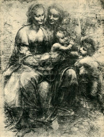 Jomfruen og barnet med den hellige Anne og døperen Johannes, 1499-1500, 1943. av Leonardo da Vinci