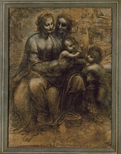 Jomfru Maria og barnet med Sainte Anne og Saint John Baptist (maleri på lerret) av Leonardo da Vinci