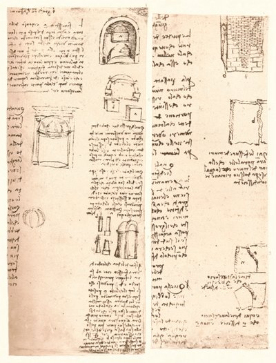 To arkitektoniske tegninger, c1472-c1519 1883 av Leonardo da Vinci