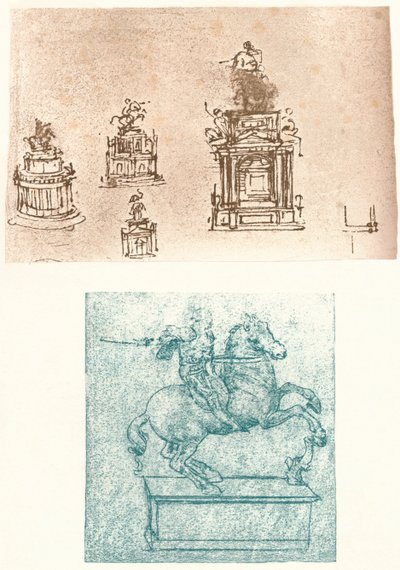 To forberedende studier for Sforza-monumentet, c1482-c1499 1883 av Leonardo da Vinci