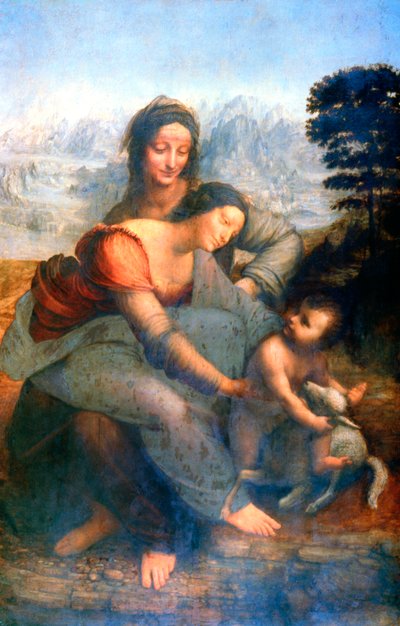 Jomfru og barn med St Anne, 1502-1516 av Leonardo da Vinci