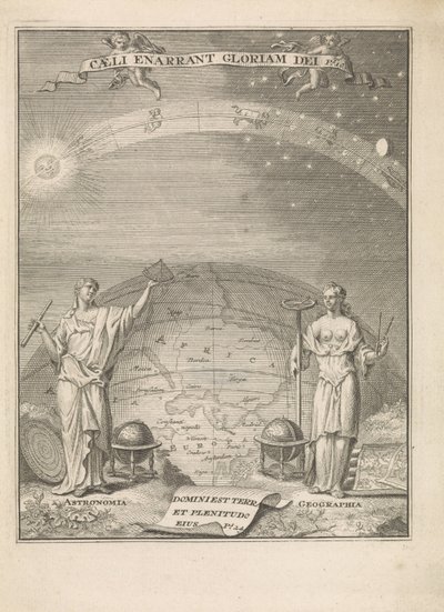 Astronomi og geografi med måleinstrumenter Caeli anarrant Gloriam dei Ps.10 (tittel på objekt) Tittelside for: 