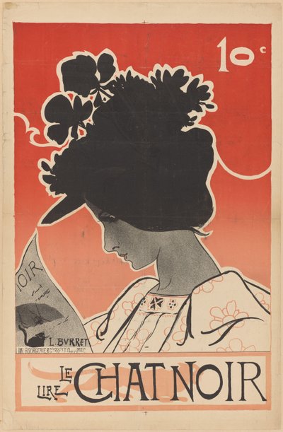 Plakat for magasinet Le Chat Noir Lire Le Chat Noir (tittel på objekt) av Leonce Burret