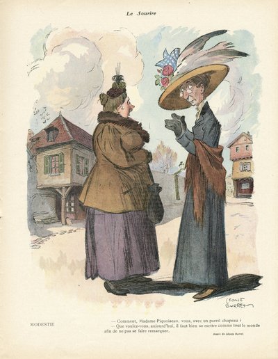 Illustrasjon av Leonce Burret (1865-1915) i Le Smile, nr. 19, 08/05/13 - Mote, hatt av Leonce Burret