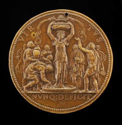 Vitenskapens fontene [revers]. av Leone Leoni
